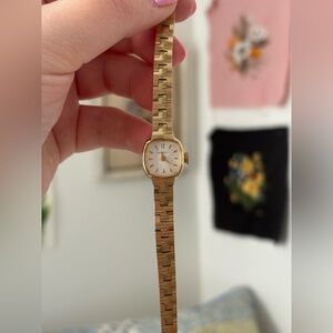 Caravelle by Bulova gold tone dainty vintage watch
